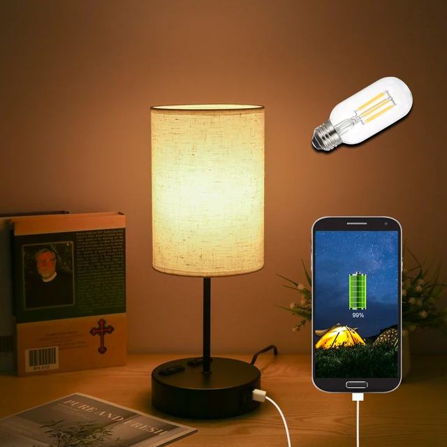 Lampe de chevet décorative avec port USB, lampe de table à commande tactile  pour chambre à