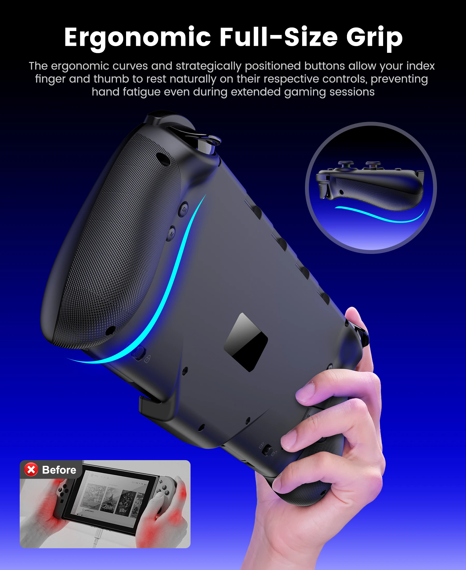 BEBONCOOL JC400 black Gamepad for Switch2 with Turbo Dual Back Keys 1000mAh Battery type-c for switch2 accessories 5