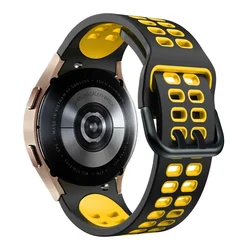Dual-Tone Silicone Smartwatch Wristband - No Gap Design for Galaxy Watch 4-5-6-7 (Black and yellow)
