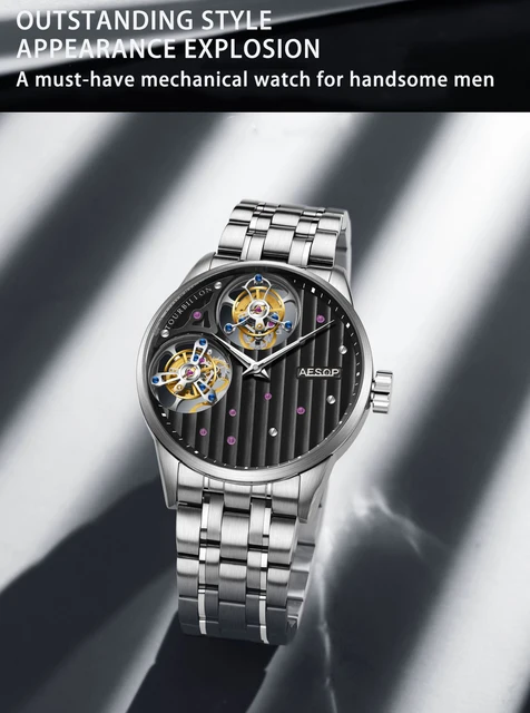 AESOP イソップ 機械式腕時計 手巻きトゥールビヨン スケルトン Amazon | AESOP メンズ トゥールビヨン 機械式 腕時計 高級 中空