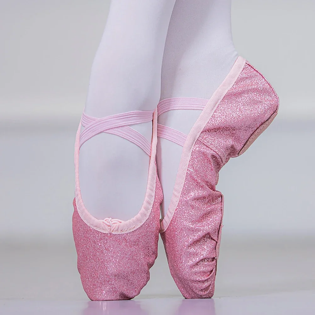 New Ballet Dance Shoes Yoga Gym Flat Slippers Glitter Pink Ballet Dance Shoes For Girls Children Women Teacher 2
