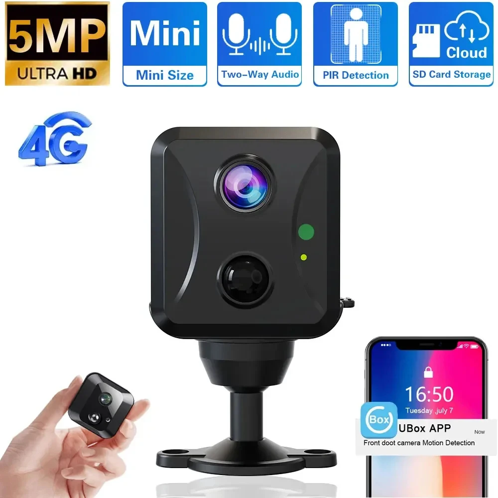 

Ubox CCTV Camera 5MP 4G Sim Card & Wifi Home Surveillance Camera Intercom PIR Infrared Detection Mini Baby Security IP Camera