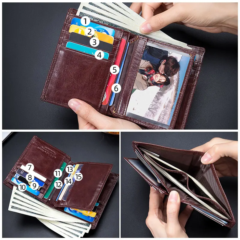 BULLCAPTAIN New Leather Men's Wallet Fashion Creative Pattern Wallet Small Mini Card Holder RFID Wallet Men 0204H 4