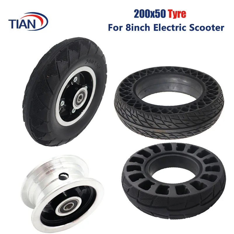 High Quality 200x50 Explosion-proof Electric Bike Scooter Tubeless Tyres 8 Inch Motorcycle Solid Wheel Tires Bee Hive Holes