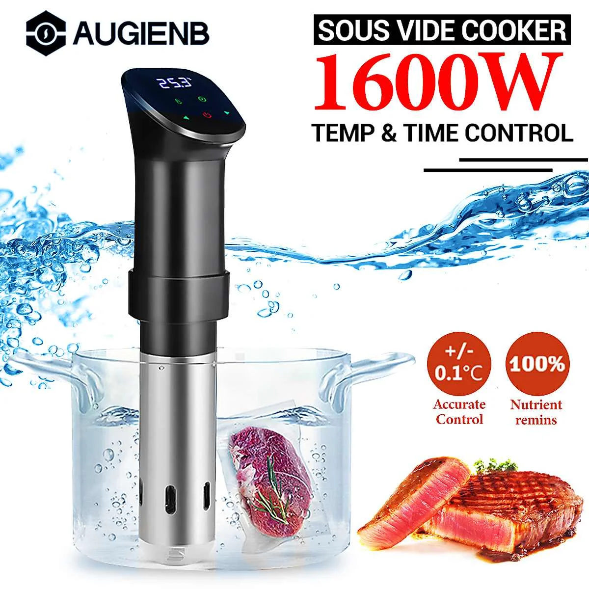 AUGIENB unisex 1600W discount Slow Cooker Vacuum Vide Sous Thermal Immers