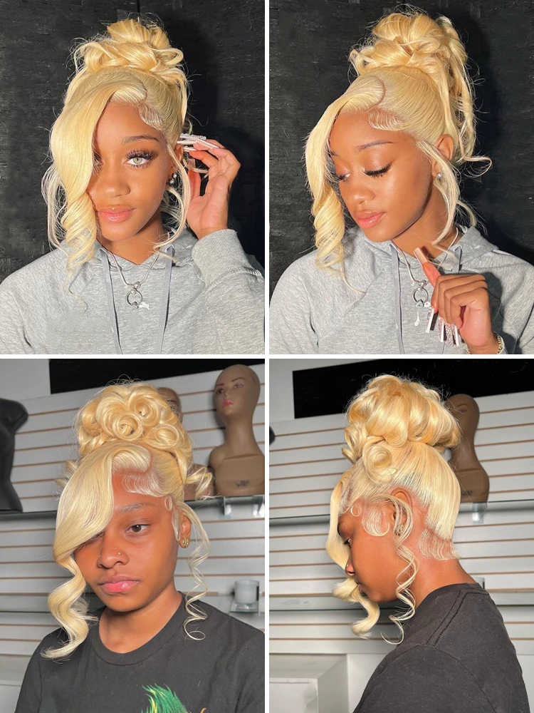360 Full Lace Wig Human Hair Pre Plucked 613 Lace Frontal Wig 13x6 Remy Brazilian Long Transparent Blonde Wigs For Women