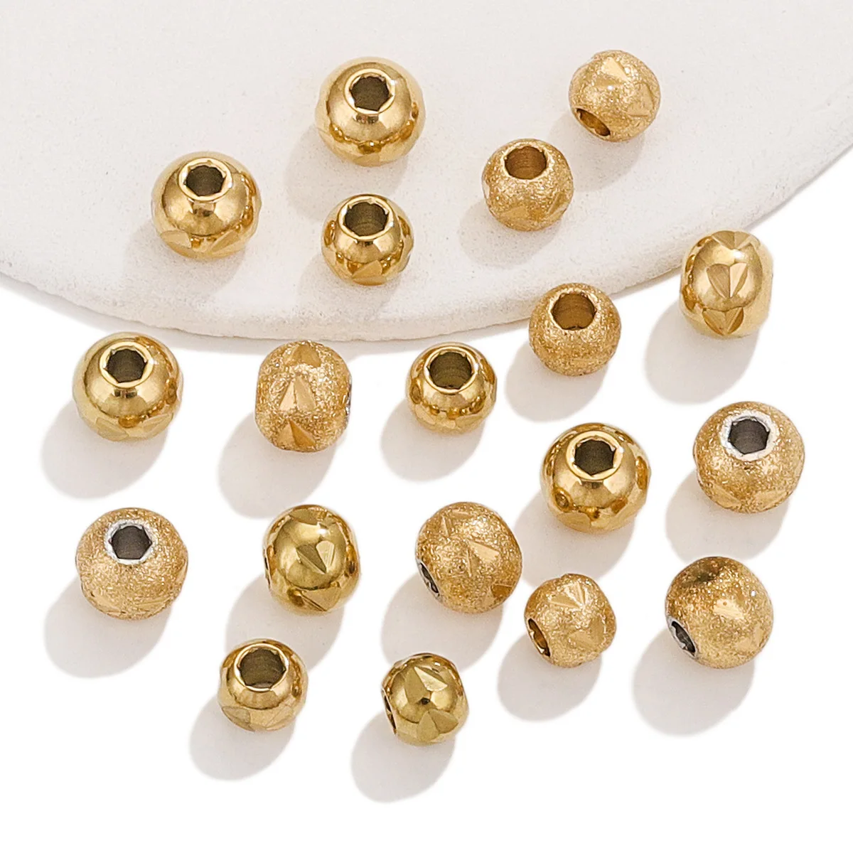 Stainless Steel Sanding Beads Handmade Bracelet Spacer Waterproof Bead Jewelry Accessories 2