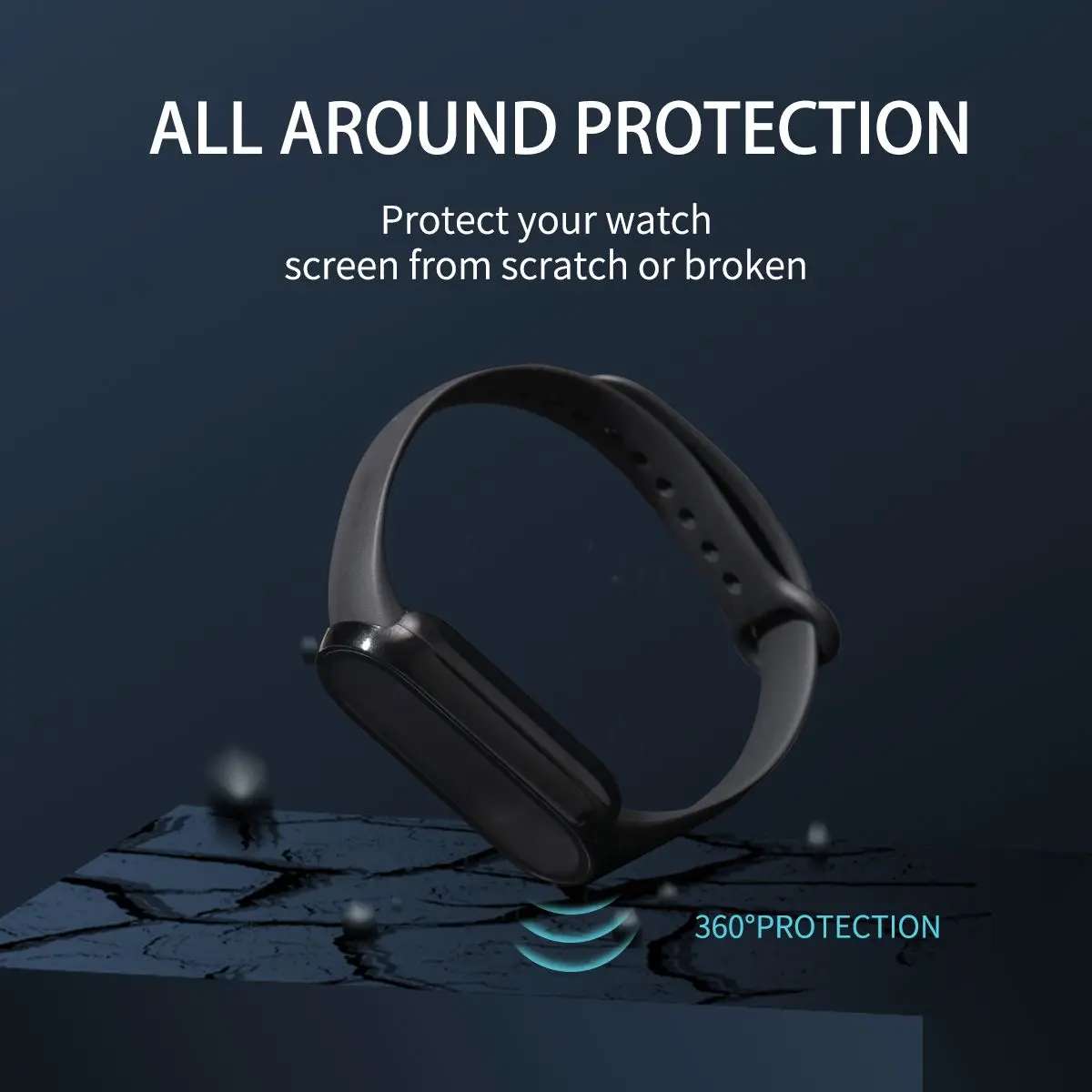 Luxury Watch Frame PC Case For Xiaomi Mi band 4 5 6 Screen Protector Case+Film Guard Shell Bumper Protective Cover