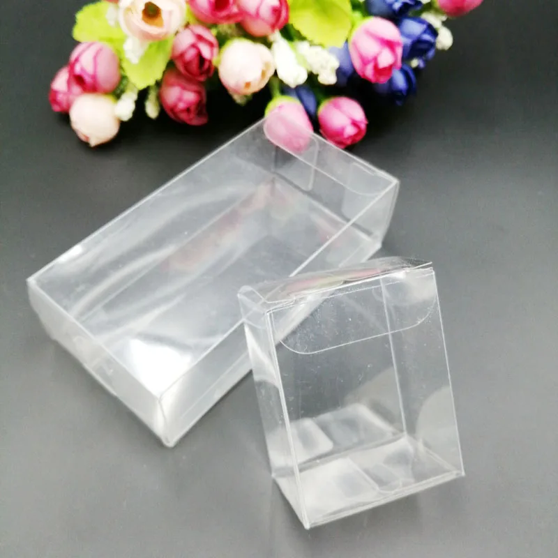 100pcs 4xBxC Rectangle Mini Gift Boxs Christmas Storage Boxes Transparent Plastic Box Clear PVC Gift Box Packaging Wedding Candy