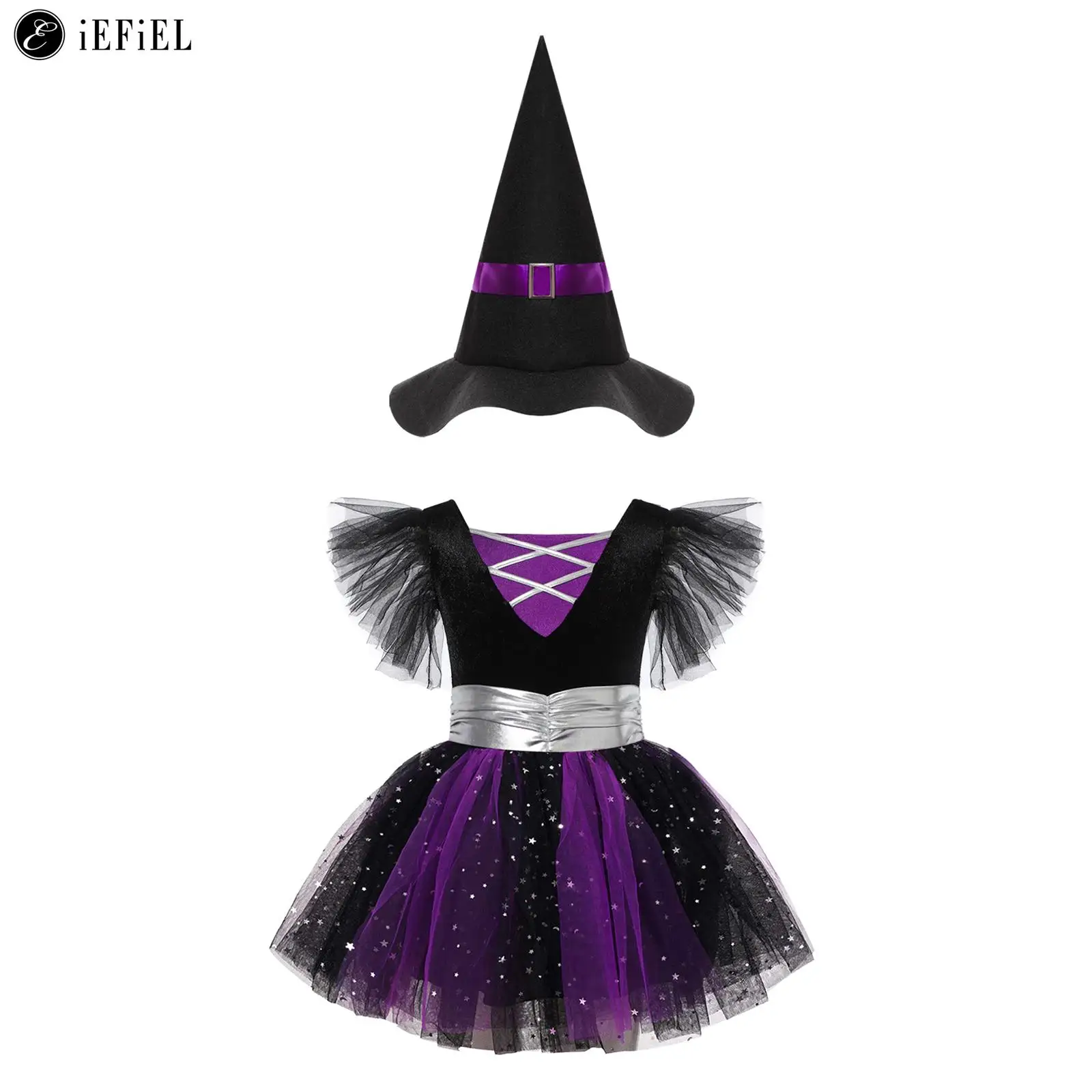 

Сказочный костюм ведьмы для девочек, детский костюм на Хэллоуин, Милая принцесса, для ролевых игр, модные наряды