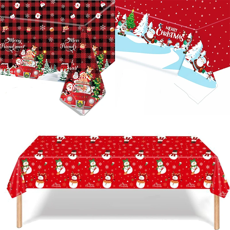 

Christmas Party Waterproof Tablecloth Snowflake Elk Santa Print Table Cloth Merry Christmas Home Dinner Table Decor Navidad 2023