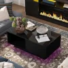 LED Black Coffee Table for Living Room with Drawer & 16 Colors Lights, Storage Space, 43.3IN High Gloss Modern Coffee Table 3