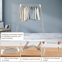 Clothes Drying Rack 53.5 Inch Folable Laundry Drying Rack Stretchable Clothes Drying Hanger with Non Slip Feet Stainless Steel 2