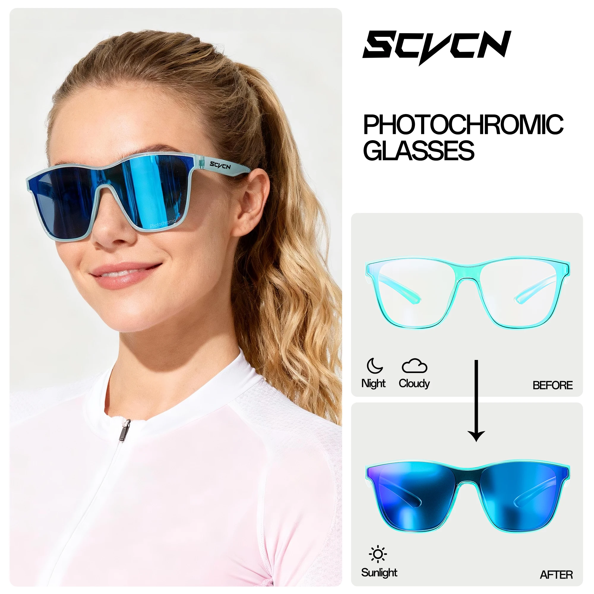 SCVCN Photochromic Cycling Glasses Sunglasses Woman Fishing Glasses Women Accessories UV400 Bike Bicycle Sports Eyewear Camping