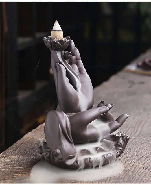 Objet décoratif Ceramic Purple Sand Zen Buddha Hand Sandalwood Backflow  Incense Burner Decor XSL90502630B_kit5205 - Cdiscount Maison