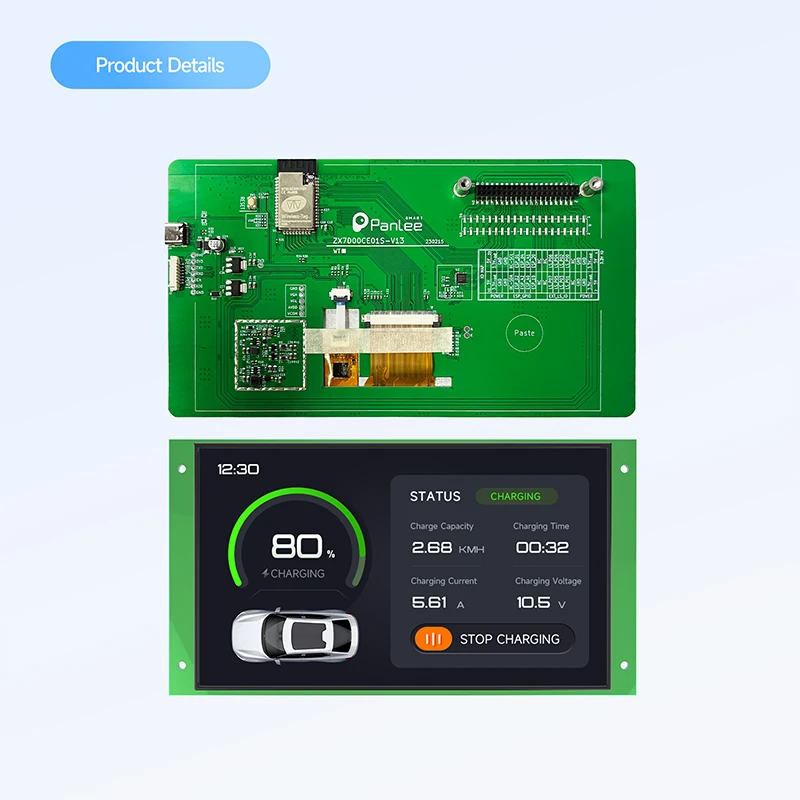 Dashboard, toque capacitivo, áudio RS485 opcional, 800x480 Display, ESP32-S3R8 MCU, 7