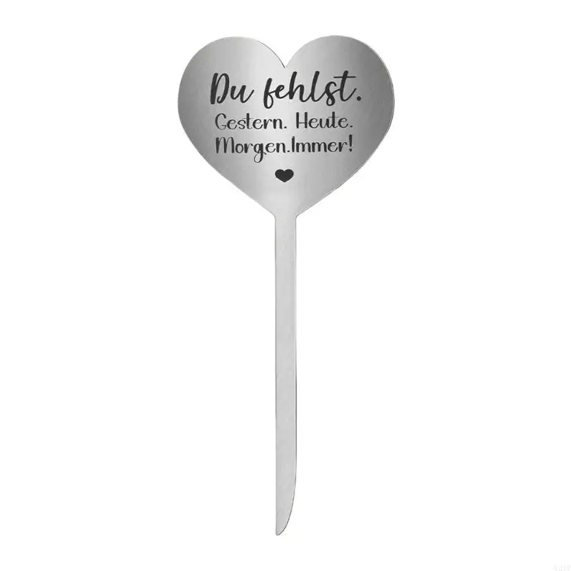 Elegant Heart Grave Stake Unique Heart Designs Stainless Steel Grave Ornament for Stable Remembrances