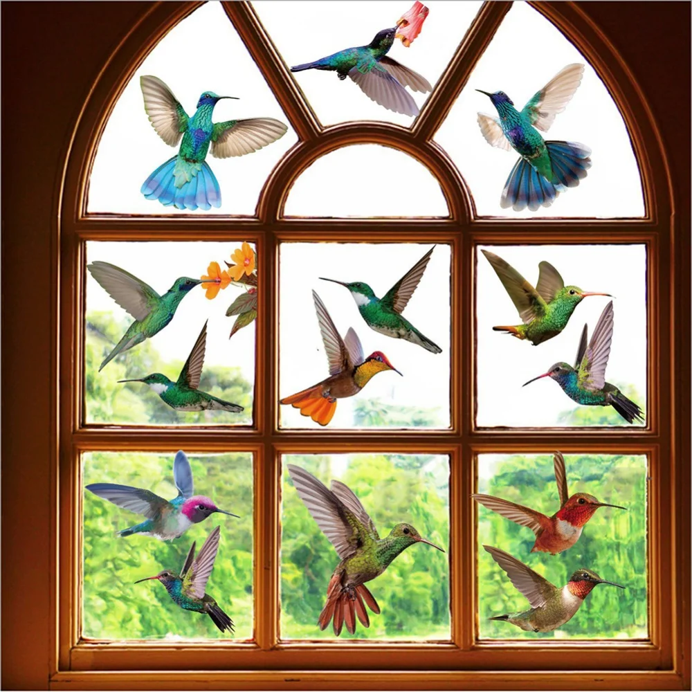 Hummingbird Window Clings 19pcs PVC for Alerting Birds
