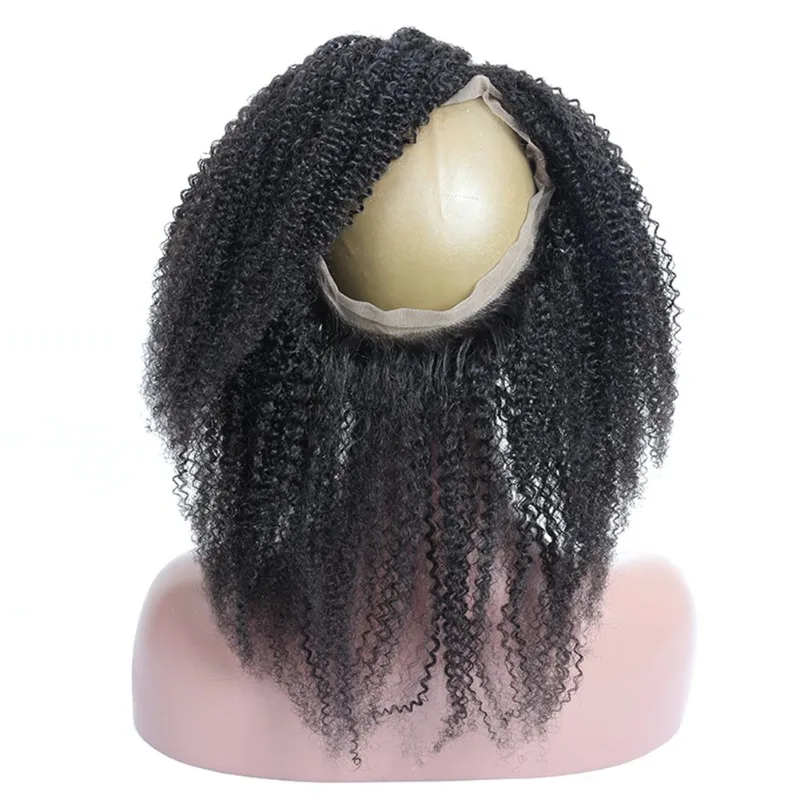 Afro Kinky 4b 4c Curly Pre Plucked 360 Lace Frontal Closure With Baby Hair Virgin Remy Human Hair 360 Lace Frontal Band Closure