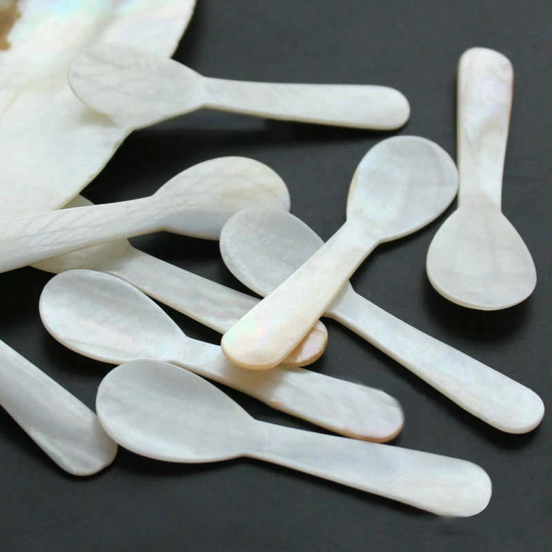 Natural Conch Shell Spoon 72Mm Condiment Spoon Coffee Caviar Dessert Spoons Small Teaspoon Crafts 10/1Pcs