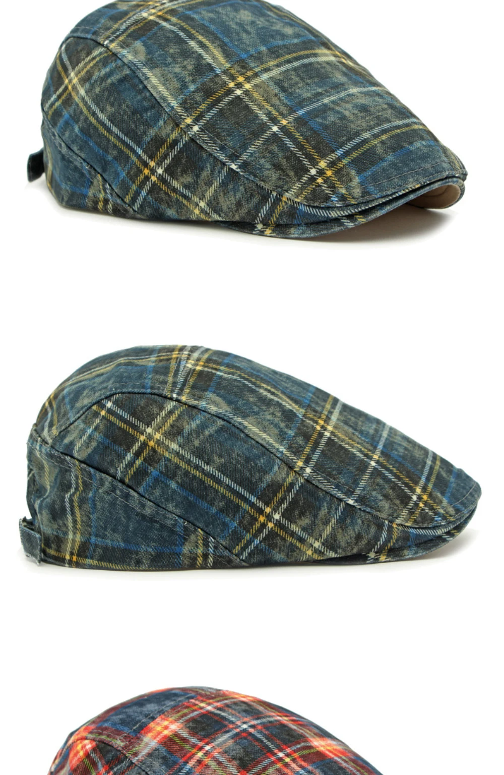 HT4800 Baskenmütze Kappen Männer Frauen Vintage Plaid Künstler Maler Baskenmütze Hut Männlich Weiblich Ivy Flache Kappe Frühling Sommer Einstellbare Herren Berets – Detail 9