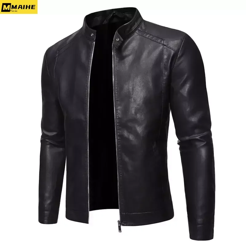 

Men Faux Leather Jacket Motorcycle 8Xl Men's Jackets Black Jaqueta De Couro Masculina Outwear Male Pu Leather Mens Coats Brand