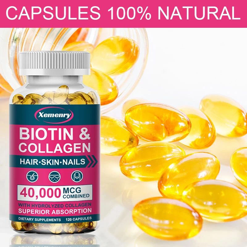 Collagen Biotin Capsules, Promotes Hair Growth, Strengthens Weak Nails, Anti-Aging, Supports Joints & Bones images - 6