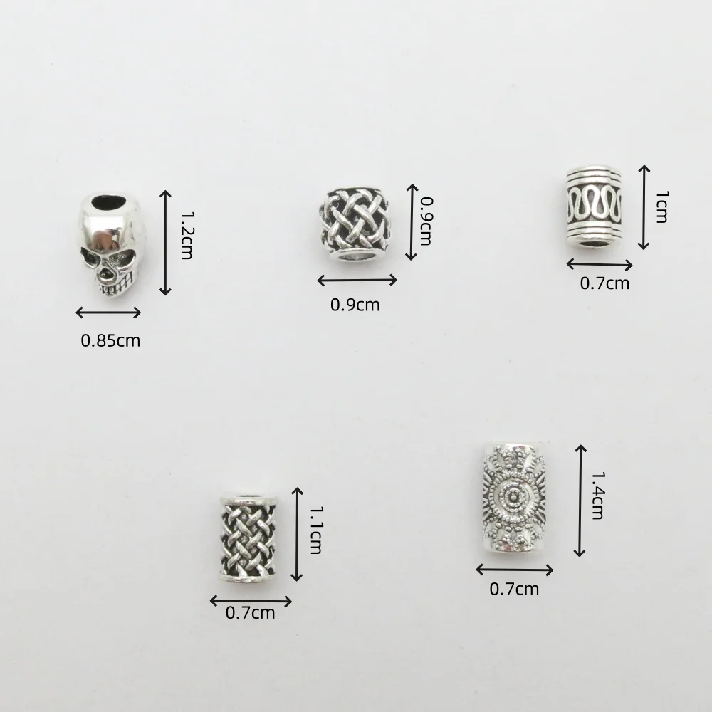Skull Helmet Viking Beads 10pcs Small Hole Hair Braid Dreadlock Beard Bead Pendant DIY Necklace For Jewelry Accessory