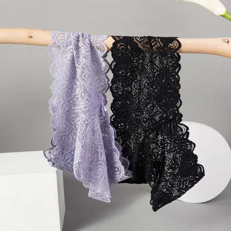 Women's Sexy Briefs Floral Lace Panties Low Waist Soft Lingerie Comfortable Female Underwear Girls Intimates Panties