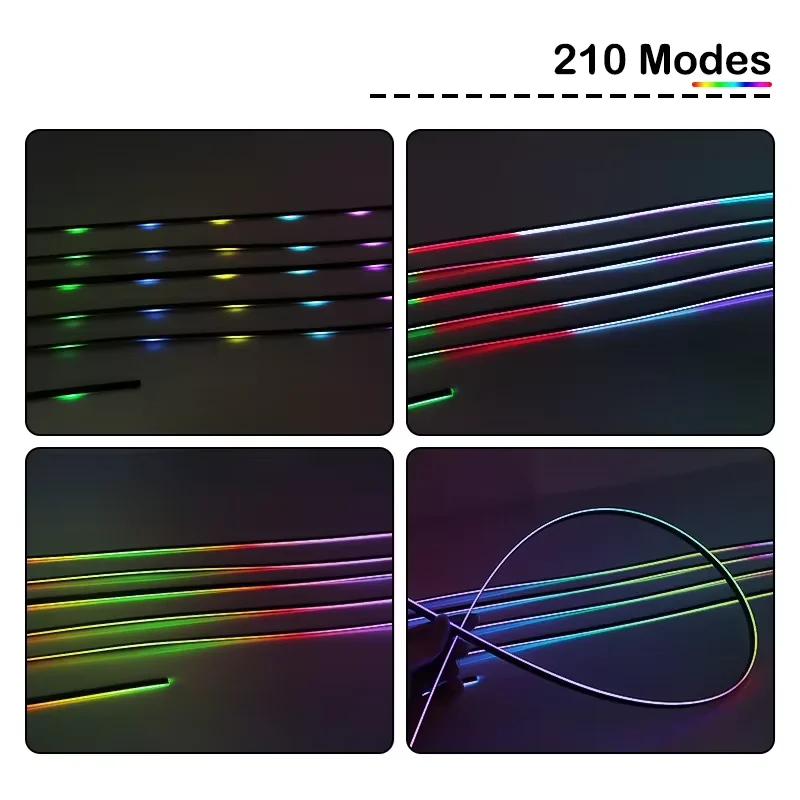 LED Car Lights 35/75/110cm Acrylic RGB 64 213 Color Symphony APP Streamer