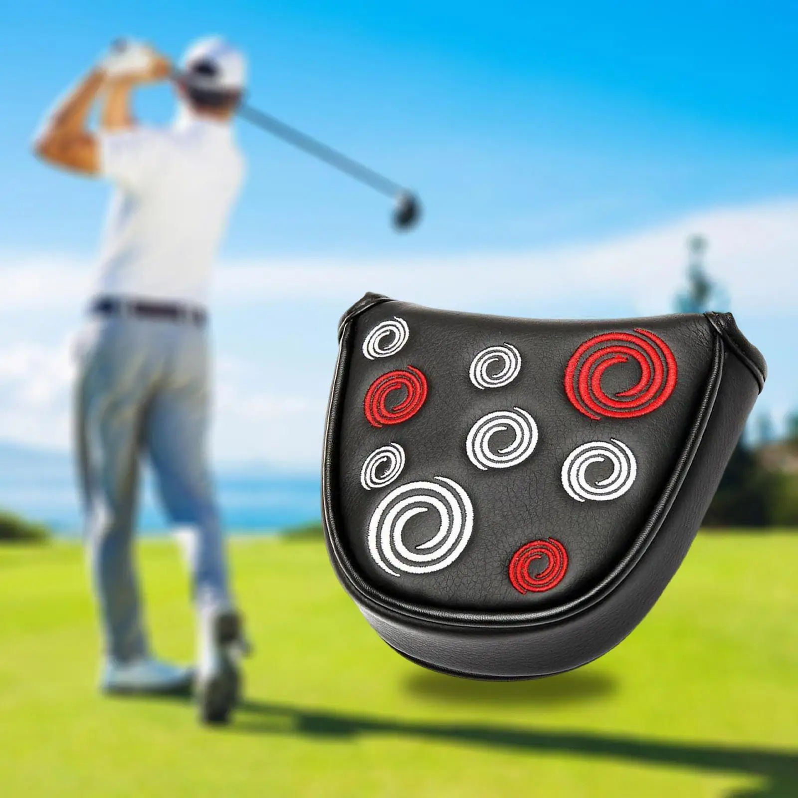 Mallet Putter Cover Odyssey Horse Iron Cover Set Magnetic Utility Head Cover Golf Supplies Closure Half Round Golf  PU Headcover 4