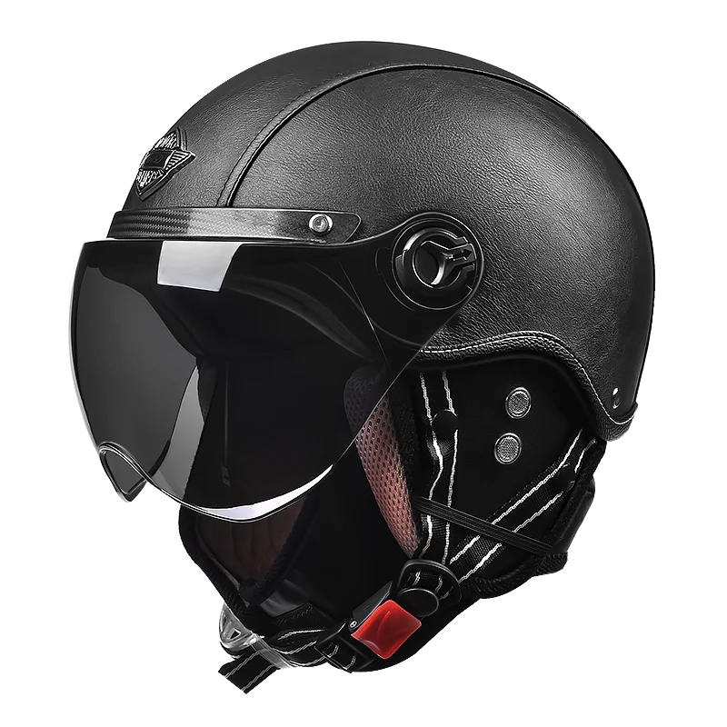 Motorcycle Helmet Retro Half Cruise Retro Leather Helmet Motorcycles