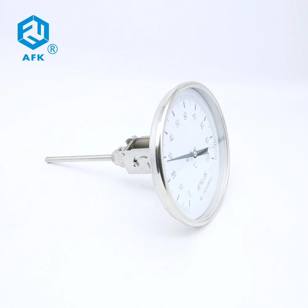 

Bimental 150mm Range Industrial Dial Thermometer 100 Degrees 120mm Probe Size 8mm Back Connection Customizable-OEM ODM Supported