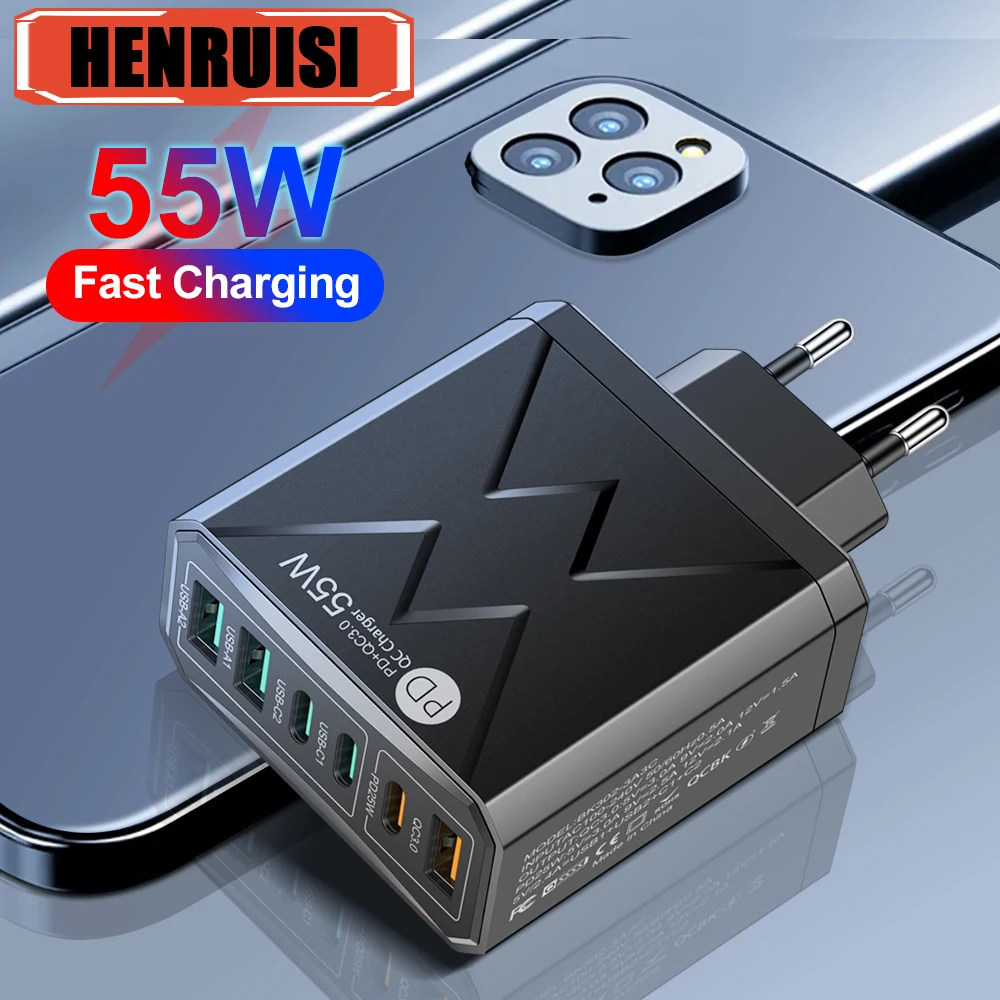 55W Charger Tablet Laptop Fast Charger Type C PD Quick EU/US/KR/UK Specification Plugs Adapter for Samsung Xiaomi iphone