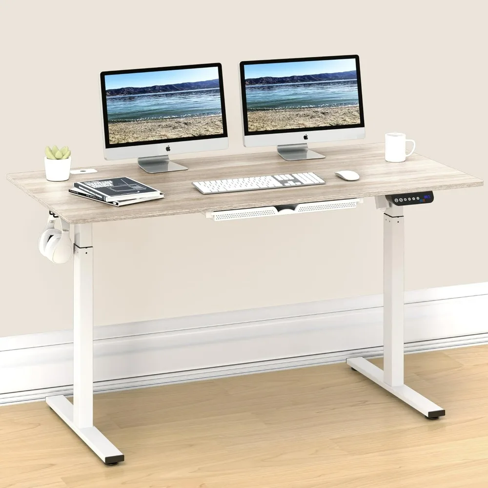

55''Game Desk, Electric Height Adjustable Standing Desks, 55 x 28 Inches, Maple, Study Desk, Computer Desks