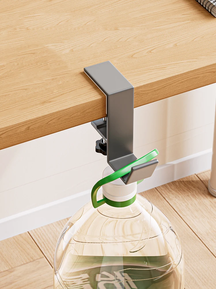 Sleek Black/White Aluminum Desk Hook Organizer with Anti-Slip Design