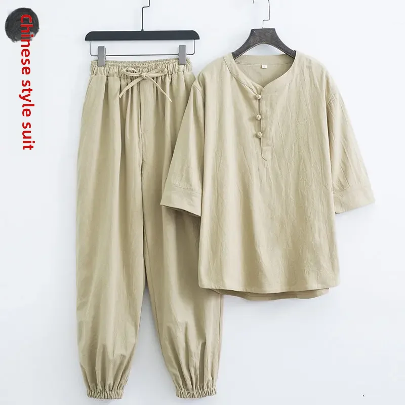 Men's Cotton Linen Suit White Kaftan Top for Meditation Relaxation Traditional Chinese Culture Men's Wear mens cotton linen suit