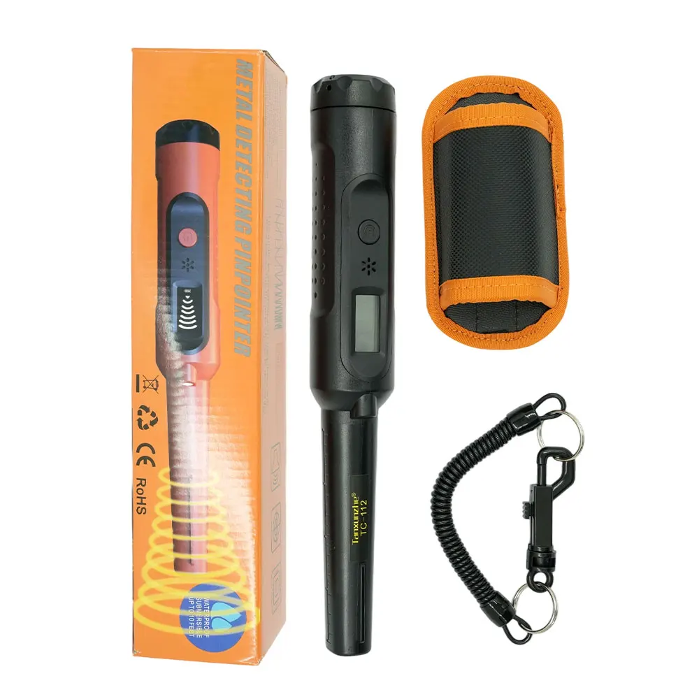 Ręczny wykrywacz metali TC-112 Wodoodporny pinpointer z funkcją 360 °   Technologia skanowania bocznego do poszukiwania skarbów na zewnątrz i wykrywania złota