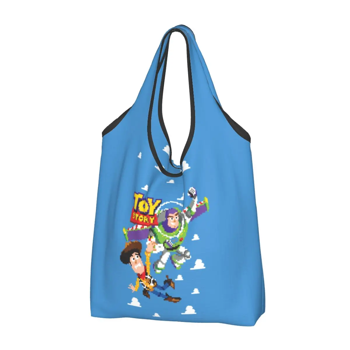 Toy Story 8Bit Woody Buzz Sacchetti Della Spesa Durevole Grande Riutilizzabile Riciclare Pieghevole Heavy Duty Shopping Eco Bag Lavabile Leggero