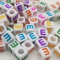 Diy Letter Beads Square Shape Bead Acrylic 6mm Single Colorful Alphabet Beads Women for Jewelry Making Bracelet Necklace 100pcs 5