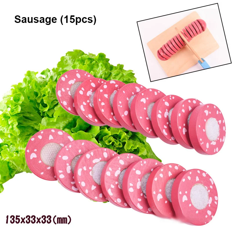 1PC Wood Pretend Play Cutting Toy Vegetable Fish Meat Food Toys Simulation Kitchen Toys Learning Education for Children Gift
