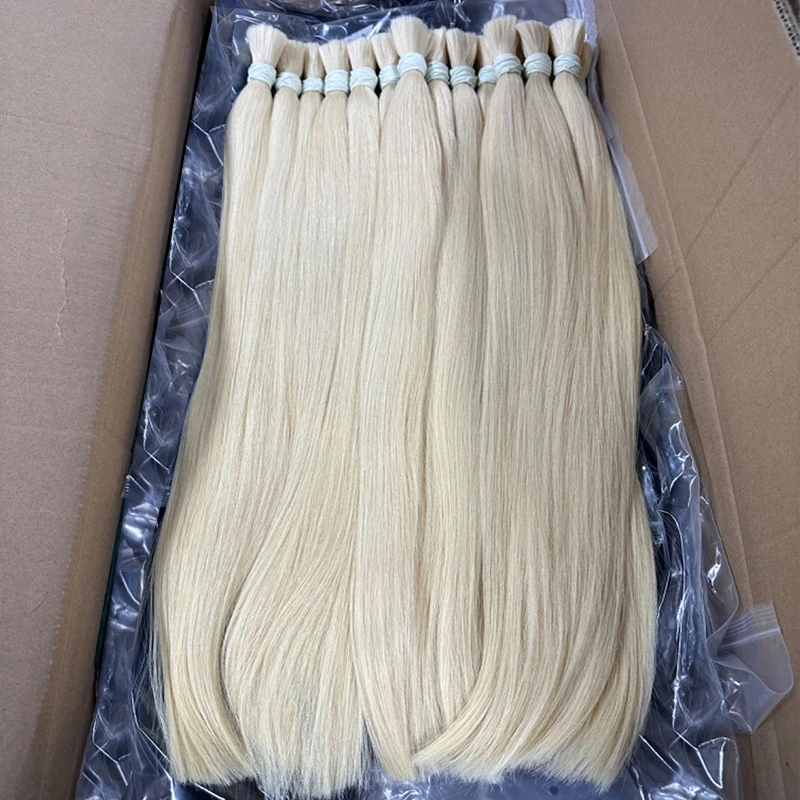 Real Human Hair Bulks 613 no Weft Honey Blond Hair Extensions Vietnamese Virgin Straight Weaving for Braiding human hair extensions human hair for braiding