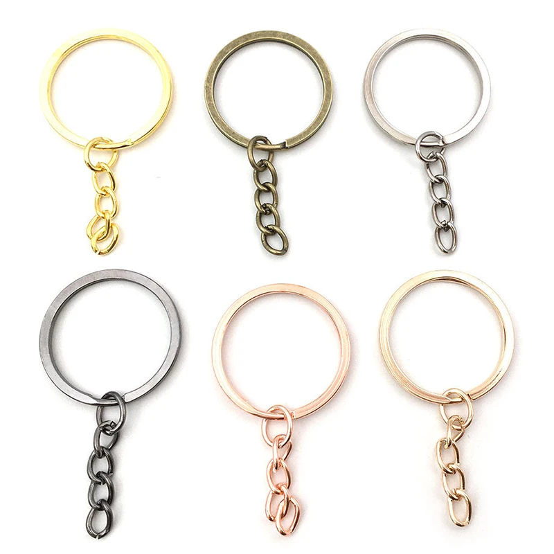 

10pcs/lot Key Ring Key Chain 7 Colors Plated 50mm Long Round Split Keychain Keyrings Wholesale