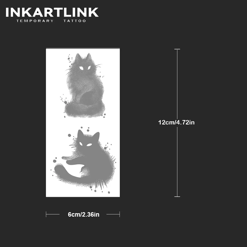 Dark themed kitten Temporary Tattoo,Lasts To 15 Days New Technology Magic Waterproof Semi Permanent Sticker. 4