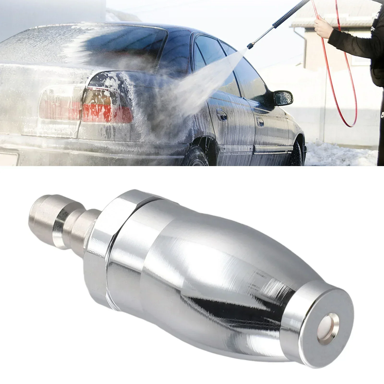 1set Pressure Washer Rotating Turbo Nozzle Spray Degrees 0.25 Inch Quick Connection Stainless Steel Updated Ceramic Core