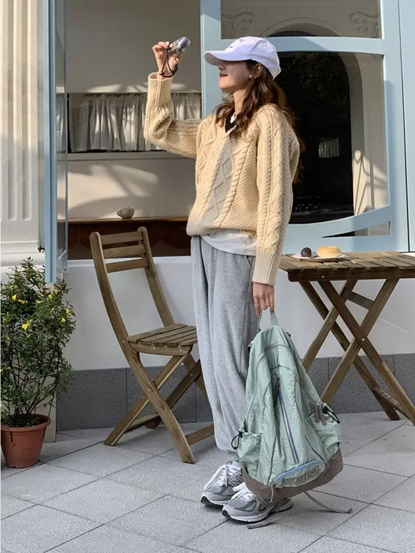 Casual Book Bag  Backpack Y2K Korean Fashion Kids Travel Girls Ladies Nylon Leisure Backpacks Women Zipper Casual High-Capacity