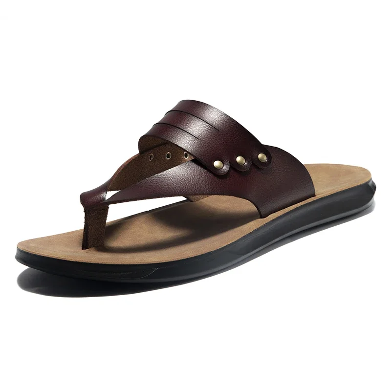 صنادل جلدية مصنوعة يدويا للرجال ، شبشب ، أحذية الش...