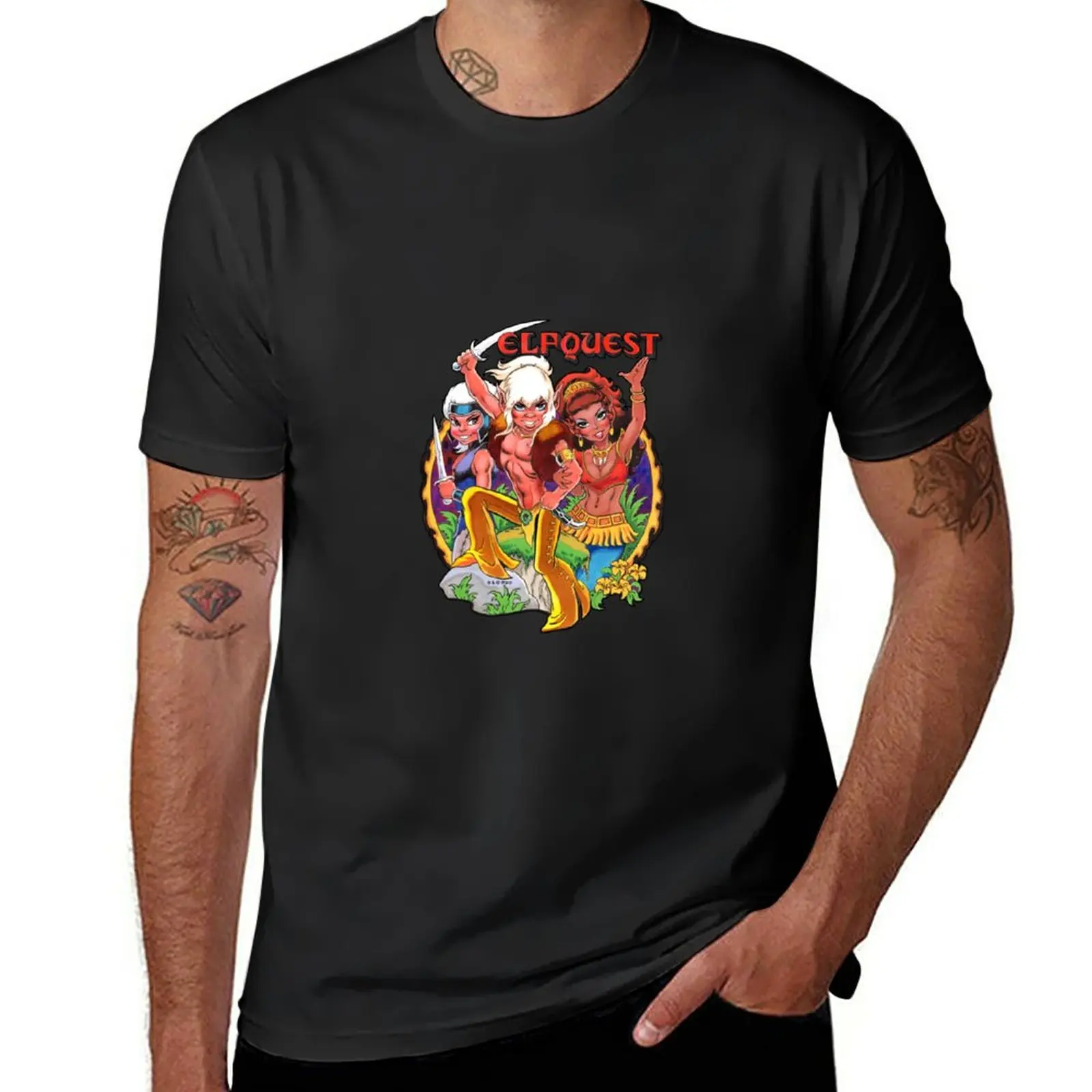 

Новинка ElfQuest: Классическая футболка Trio 1978, кавайная одежда, корейская модная винтажная одежда, мужские футболки с графическим рисунком