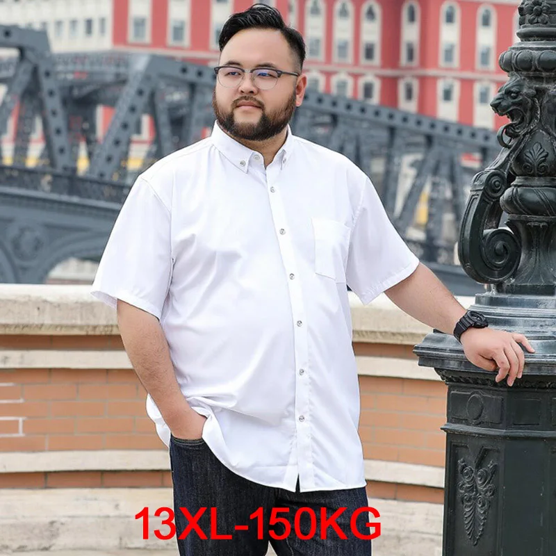 

summer men dress shirt short sleeve plus size big 8XL shirt wedding 9XL 10XL 12XL formal office shirts Business navy blue black