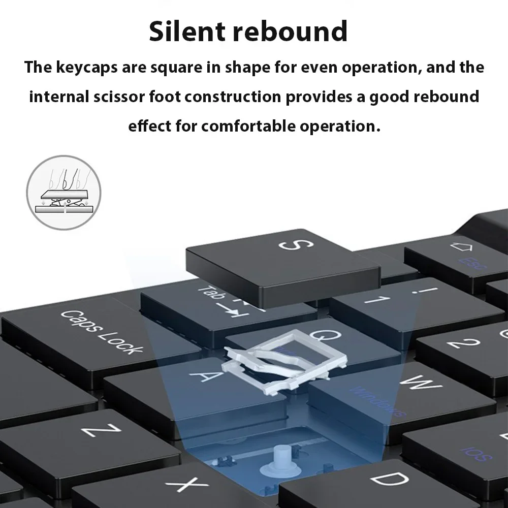 Wireless Silent Keyboard with Touchpad for Universal Bluetooth Devices